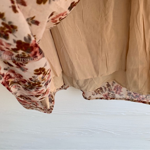 Kori Plus XL Floral smocked waist v neck flutter hem long sleeve mini dress - Picture 12 of 16